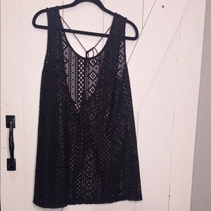 Elegant Black Crochet Swim Cover-Up